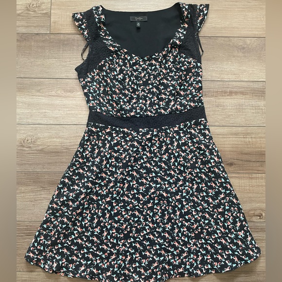 Jessica Simpson Floral A-line Dress, with Lace Detail - Picture 1 of 4